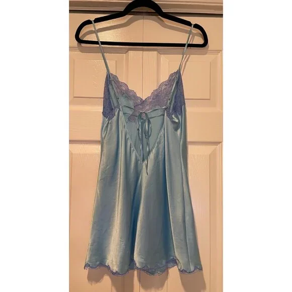 Vtg Y2K Victorias Secret Satin Lace Mini Slip Dress Size S Coquette Fairy Dainty - Picture 2 of 13